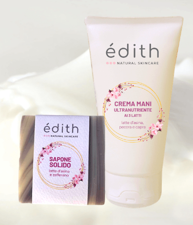 crema mani e sapone latte edithcosmesi cosmetici a base di zafferano e latte d'asina
