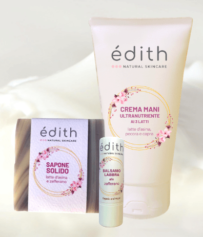kit viso latte edithcosmesi cosmetici a base di zafferano e latte d'asina